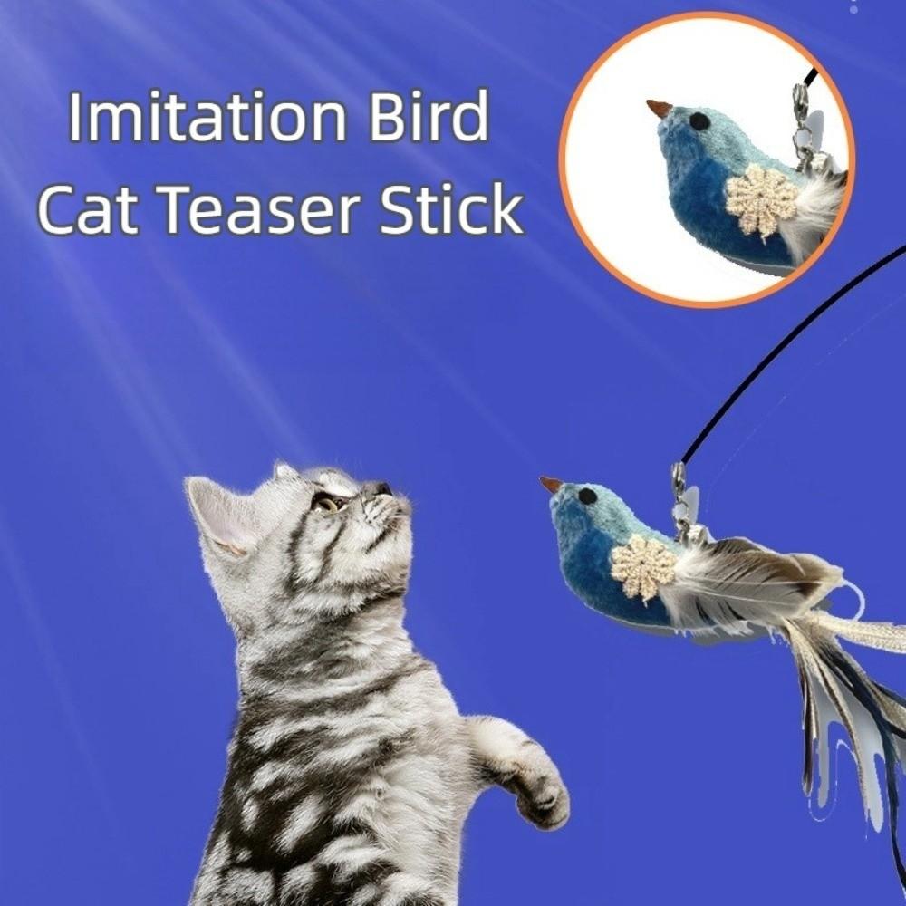 

Long Rod Cat Teasing Stick Epoxy Sucker Feather Cat Toy New Cat Predation Toys Indoor Pet Toy C