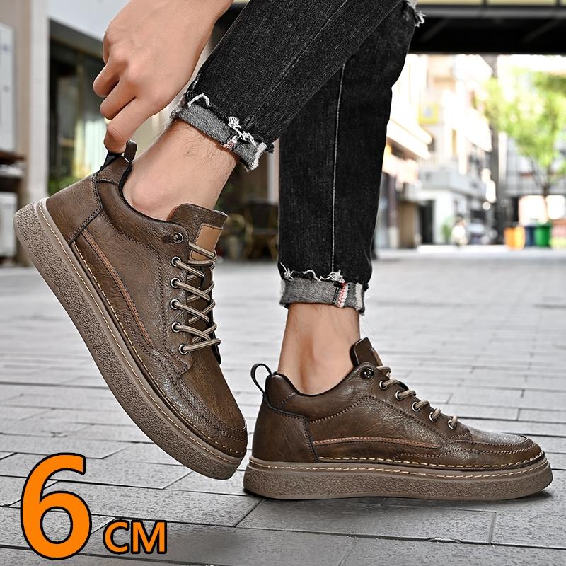 Sneakers Booster da Uomo Scarpe con Zeppa Chunky Rialzo Altezza Soletta 6cm Uomo Rialza Alto Pelle Primavera Autunno Rialzo Sportive