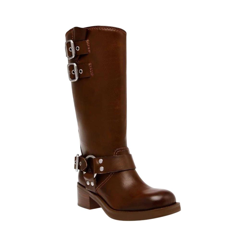 Steve Madden Botas de Motocicleta para Mujer con Detalle de Hebilla de Cuero Oriental