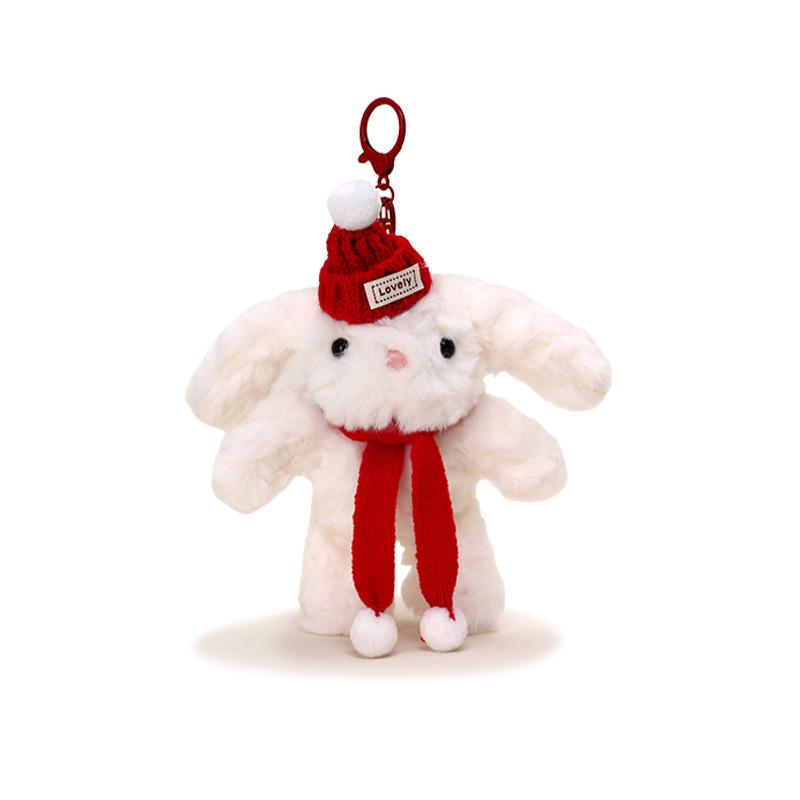 Plush Jinnew Adorable Rabbit Keychain Doll With Scarf For Gift And Key Decor