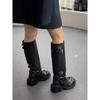 Casual Woman Knee-High Boots Fashion High Quality Leather Square Heel Knight Booties  Trend Women's Long Boots