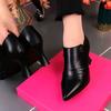 2025 Spring and Autumn New Thick Heel European and American Foreign Trade Pointed Small Leather Shoes Comfortable Single Shoes Foreign Style Mother S