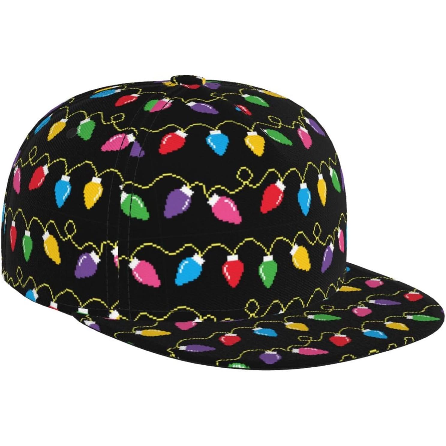 

Festive Neon Snapback Cap Lights Pattern Baseball Cap Adjustable Trucker Hat Snapback Sun Dad Cap Unisex for Summer Sport Travel One Size