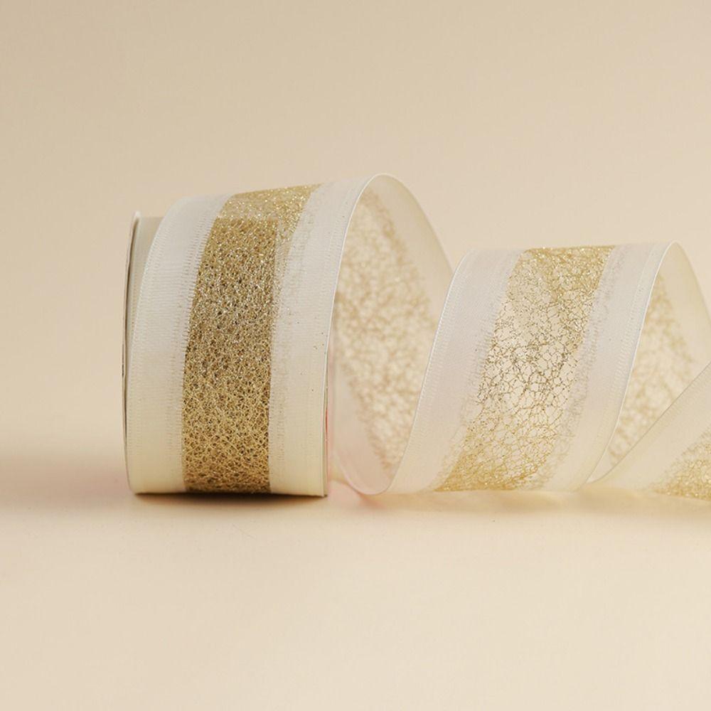 Gold Christmas Ribbons Imitation Hemp Material Bows Craft Decoration  Christmas Decorations