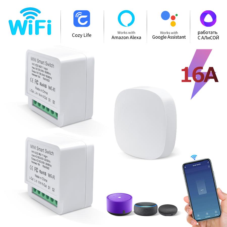 WiFi & RF 2.4G Smart Switch AC100-240V 16A Relay Breaker Cozylife App Remote Control with Alexa Google Home Yandex SmartThings
