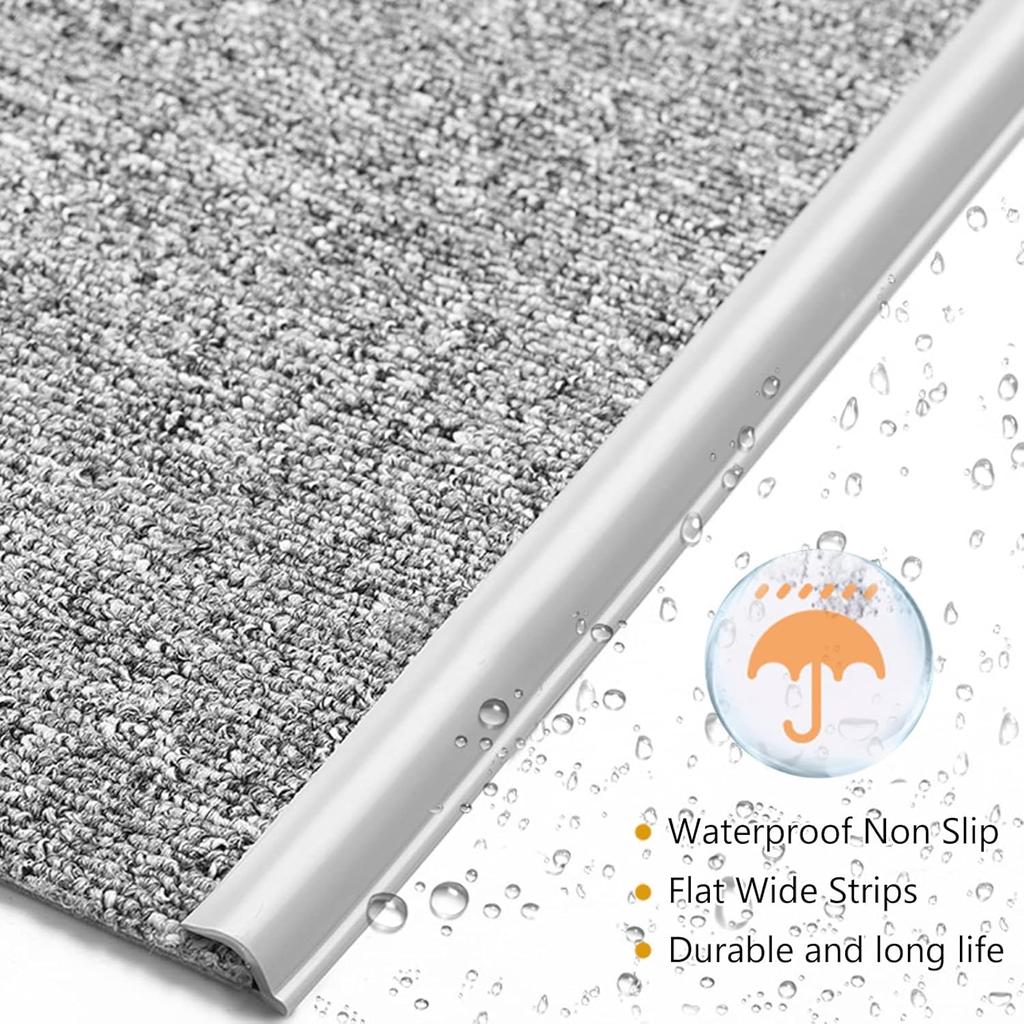 Carpet Edge Binding Trim, Self Adhesive Grey Floor Transition Strip/Rugs Edging Bar for Indoor Doormat Protect, Flexible PVC Seal Molding for Robot