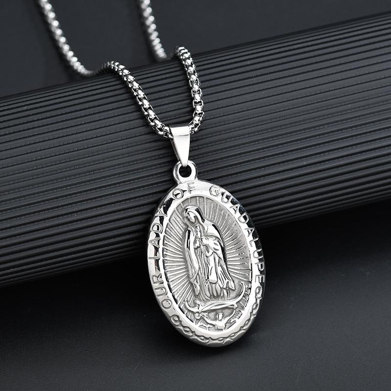 

Nextvance Religious Virgin Mary Pendant Amulet Necklace for Women Men Stainless Steel Christian Prayer Necklaces Jewelry Gifts
