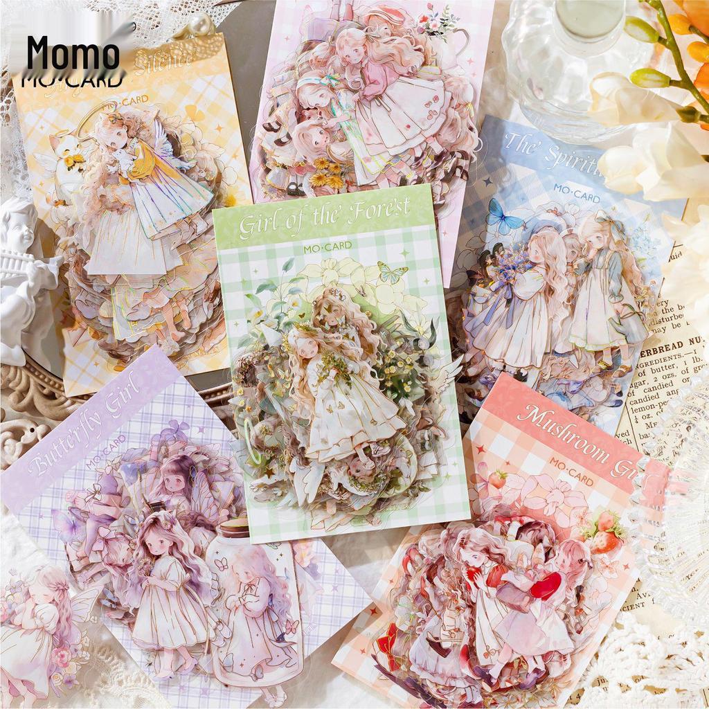 Momo PET 3D Gold Stickers - Fairy Tale Forest Series: Cute Girl Characters for Journals