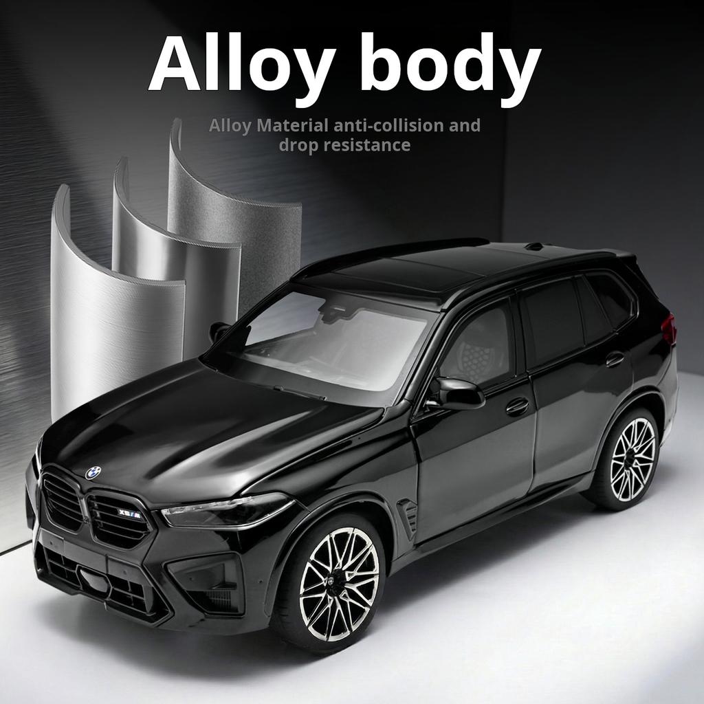 1:24 Large BMW X5M Alloy Car Model Officially Licensed Light & Sound Pull Back Diecast Vehicle Boys Collection Ornament & Gift