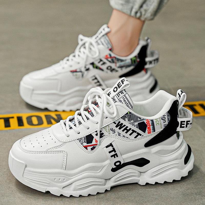 

Трендовые мужские кроссовки для бега весна/осень 2025 - Модные, универсальные, на толстой подошве, увеличивающие рост 42 чёрный/белый