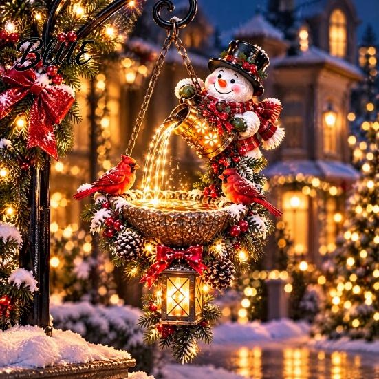 Dreamy Winter Party Ornament Christmas Garden Lantern Magic Pouring Light Hanging Ornament LED Warm Reusable Decor Glow Lighted Santa Snowman