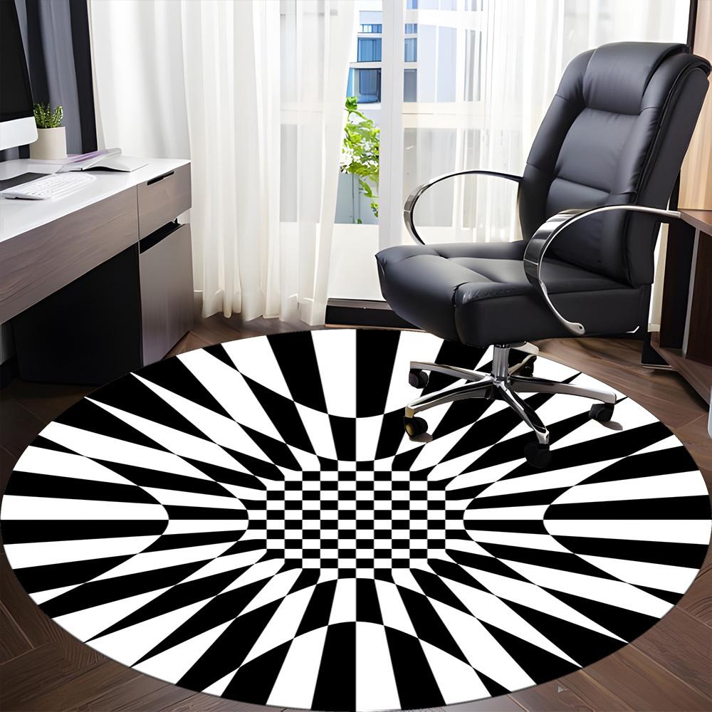 1 Stück optisches Illusionsmuster Stuhlteppich für das Büro, rutschfest, maschinenwaschbarer Teppich für das Büro, Raum-Urlaubsdekoration für Weihnachten, Geburtstag, Polyester