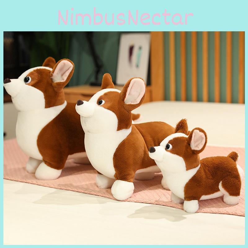 Cute Plush Corgi Dog Toy Soft And Huggable Stuffed Animal For Kids And Pets Brown And White Color 23cm