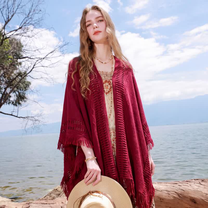 Women's Ethnic Style Tassel Knit Shawl