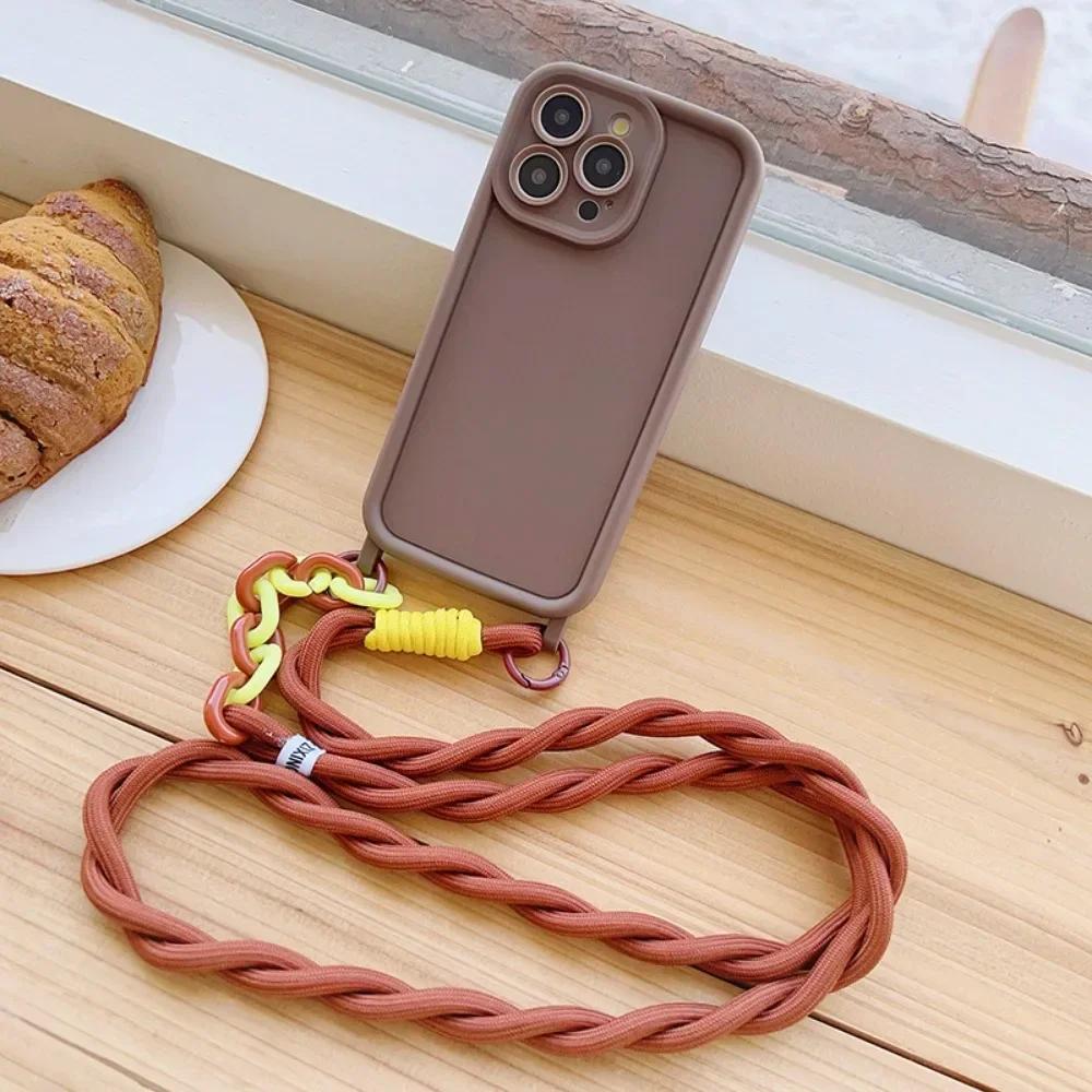 Crossbody Phone Case with Lanyard For iPhone 16 Pro Max 15 14 Plus 13 12 11 XR XS X Plus Necklace Strap Soft TPU Cover