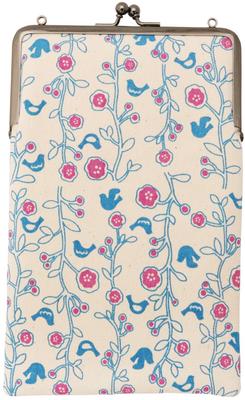 Kyosuke Tekuteko Canvas Slim Clasp Pouch with Stamp Book Bird Holder,