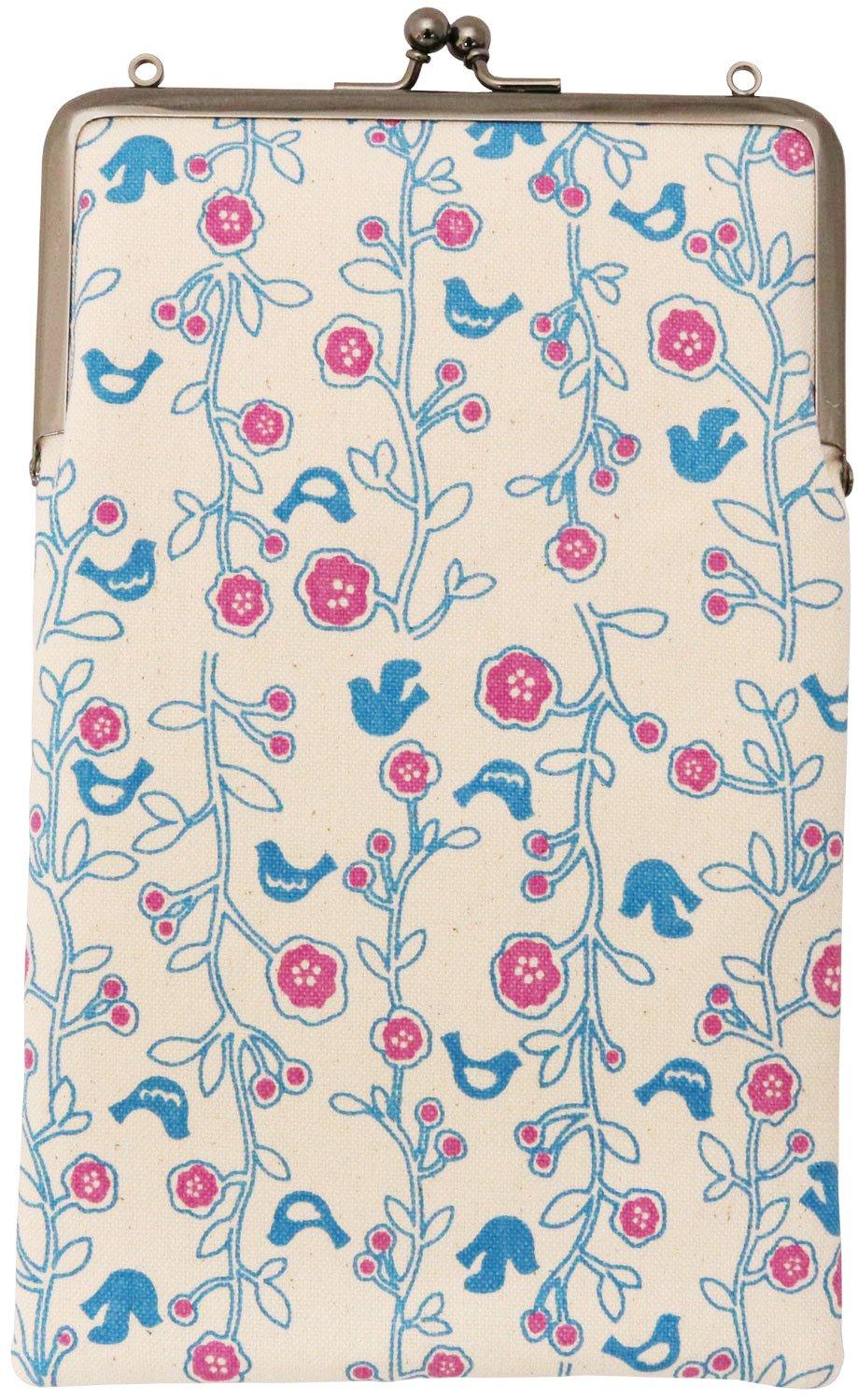 

Kyosuke Tekuteko Canvas Slim Clasp Pouch with Stamp Book Bird Holder,