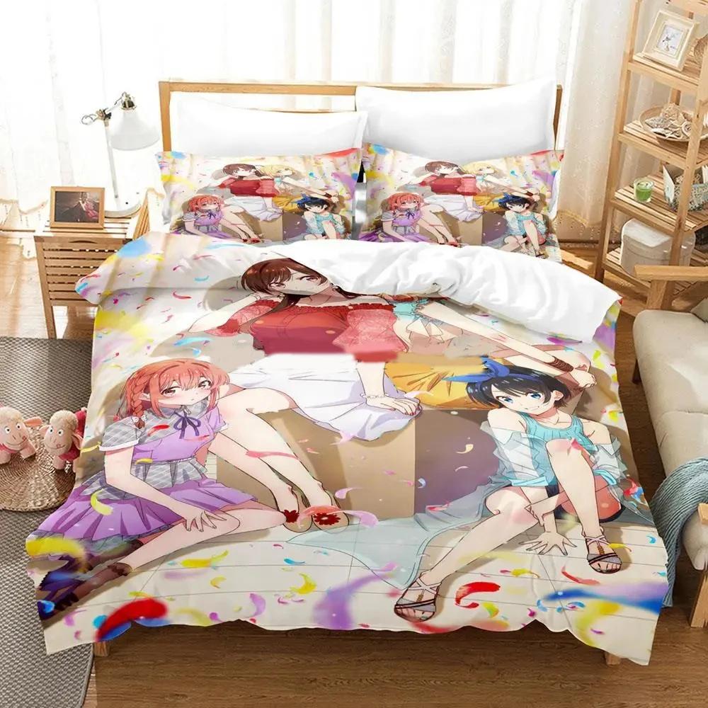 3D Anime Rent-A-Girlfriend Chizuru Bettwäsche-Set, Bettbezug Bett-Set Steppdeckenbezug Kissenbezug, King Queen Twin Größe Jungen Mädchen Erwachsene