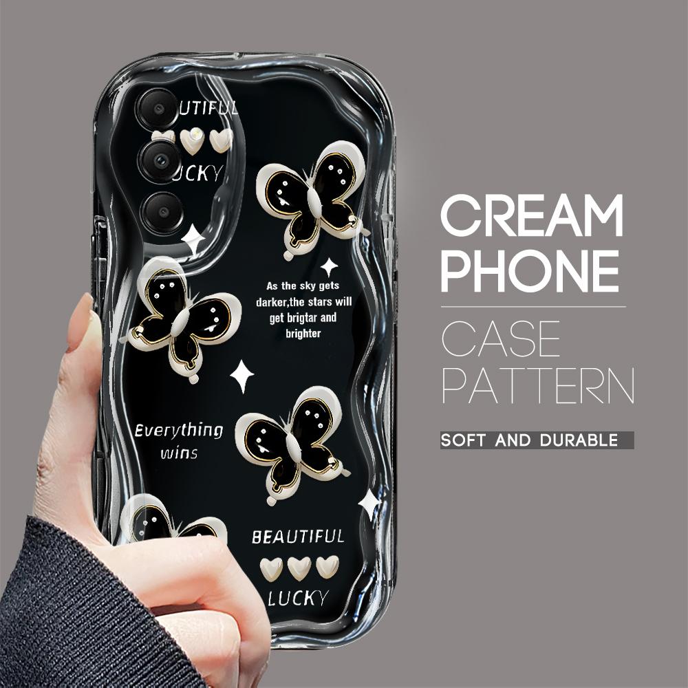 Niedliches Cartoon-Muster Creme Textur Gehäuse Wellenrand Weiche Silikonhülle Handyhülle für Samsung