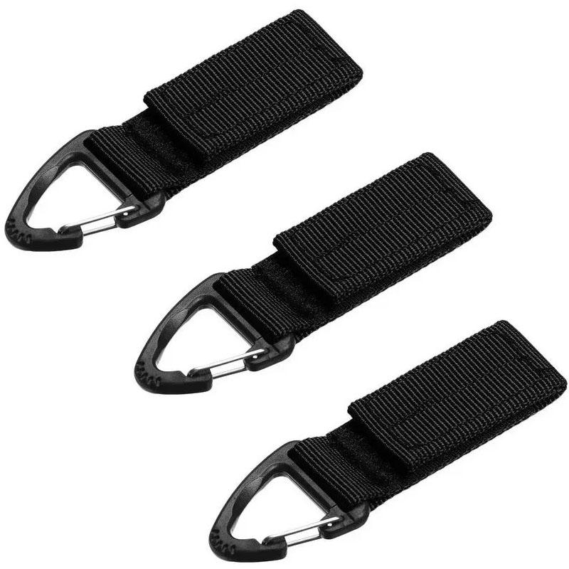3 PCS Tactical Molle Belt Keeper Webbing Clip Keychain Holders Backpack Carabiners Hook Water Bottle Hanger Key Ring Clasp Clip