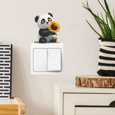 Cartoon Cute Little Panda Bedroom Living Room Entrance Switch Pasted Home Beautification Wall Stickers