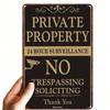 Metal Wall Art Vintage Warning Sign for Yard, Privacy Notice for Home Garage