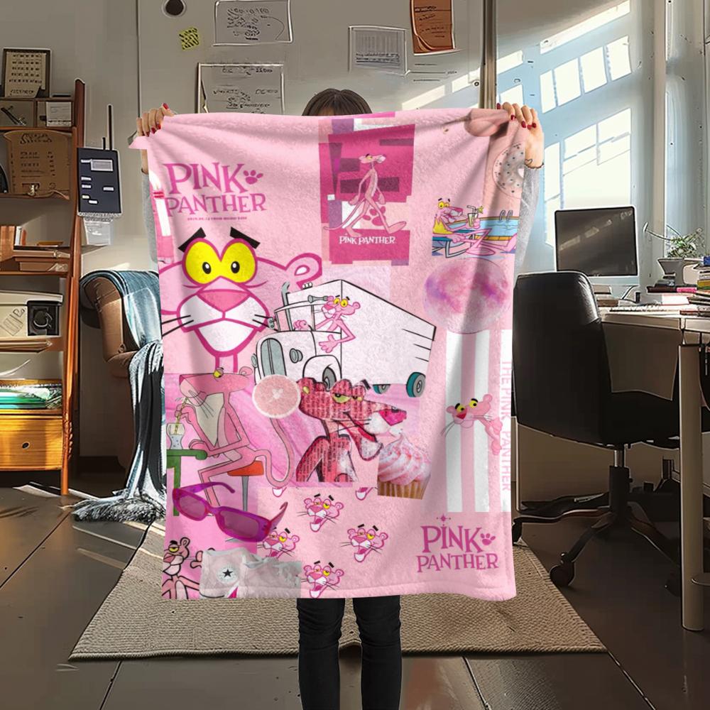 1 ks Růžový panter Potisk Flanelová deka, Vysoká kvalita Pohodlná pro Všechna roční období, Domácí dekorace, Teplo a Pohodlí, Perfektní pro Vánoční dárky209