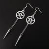 Personality Gothic Sliver Color Five-pointed Star Sword Dagger Tassels Dangle Earrings for Women Hallowmas Party Jewelry Gifts