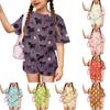 Kids Casual Short Sleeve Top and Shorts Set Animal Print Lightweight Comfortable Soft Fabric Summer Outfit for Boys and Girls