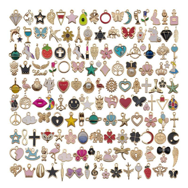 Alloy KC Gold DIY Jewelry Accessories: Earrings, Bracelets, Necklaces, Pendants, Charms - 110 Pcs/bag