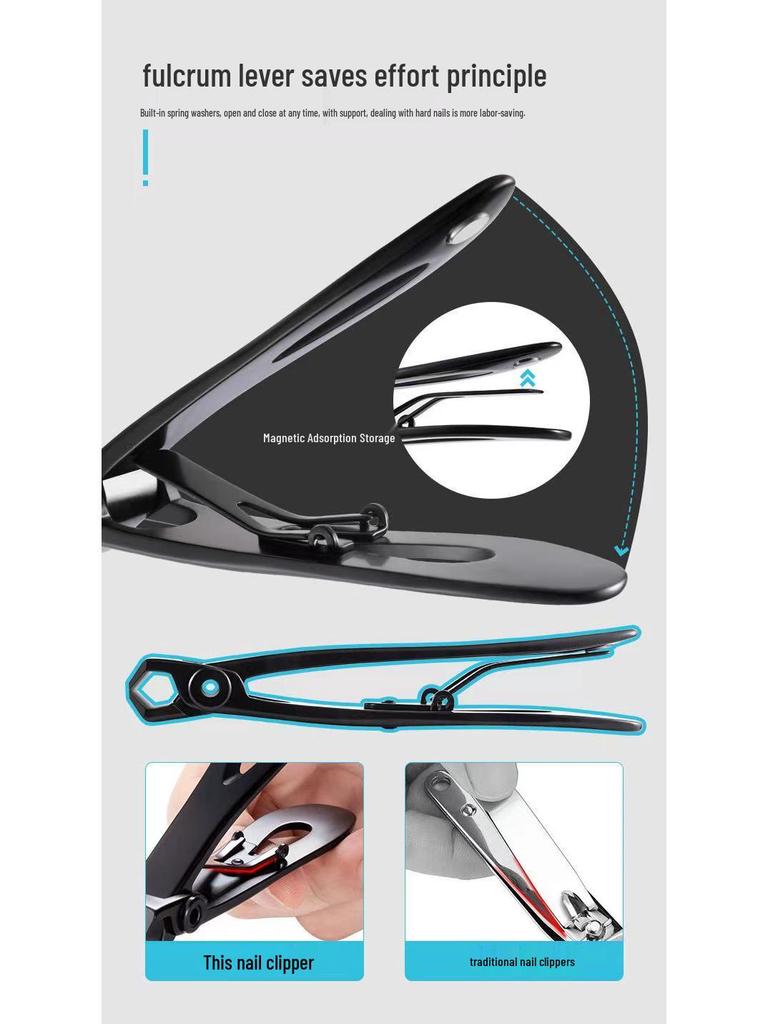 Stainless Steel Large Opening Nail Clippers - Portable Household Nail Cutter for Thick Toenails