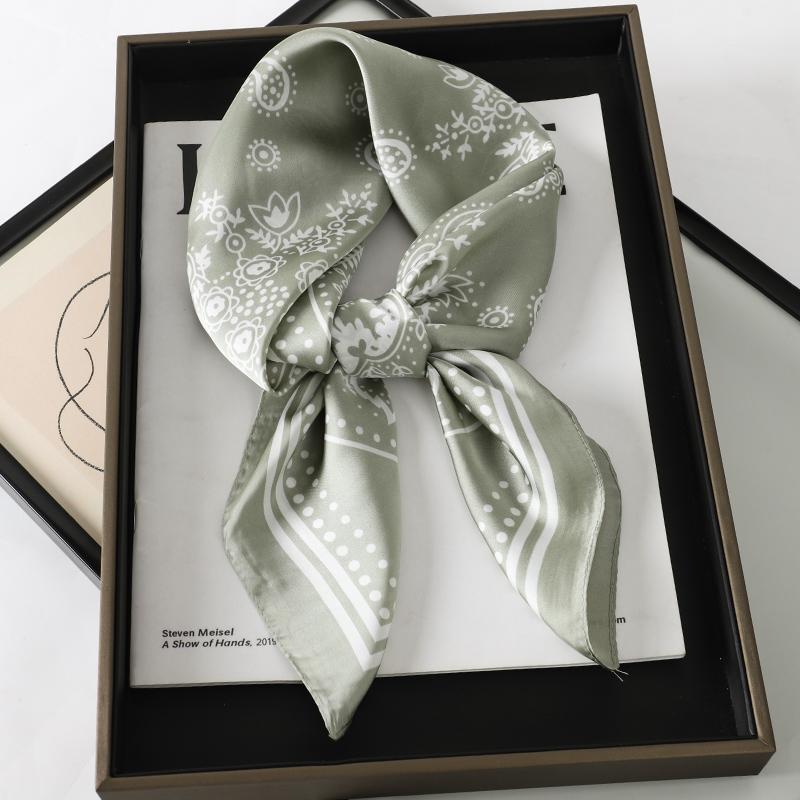 Fashion Print Silk Hairbands Scarf Women  Spring New Elagant Floral Bandana Neck Kerchief Head Bands Foulard Female Scarfs