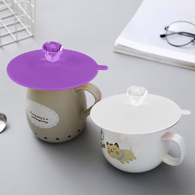 6Pcs Cup Lid Heat Resistant Multi-Purpose Silicone Cup Covers with Rhinestone Knob for Cups Mugs Wine Glasses