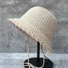 Fresh Strap Pot Hat Lace Bucket Hat Women'S Spring And Summer Knitted Wide Brim Mori Sweet And Cute Sun Hat