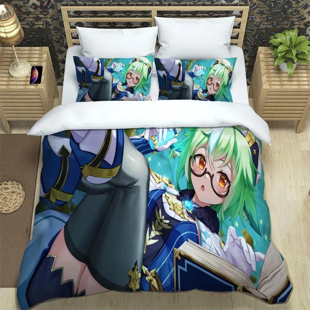 Anime Genshin Impact Bedding Set Boys Girls Twin Queen Size Duvet Cover Pillowcase Bed Kids Adult Fashion Home Textileextile New
