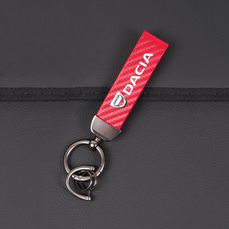 Carbon Fiber Leather Keyrings Car Keychain Accessories For Dacia Duster Logan Sandero Stepway Dokker Lodgy MCV 2019 Spring
