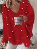 2025 Autumn/Winter European & American V-neck Beaded Women's Knitwear Sweater