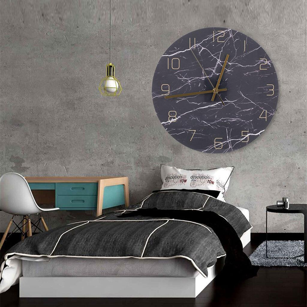 Wall Clock,Nordic Marble Print Silent Clocks Round Acrylic ing Timepiece Wear Resistant Decor for Home Bathroom Bedroom School