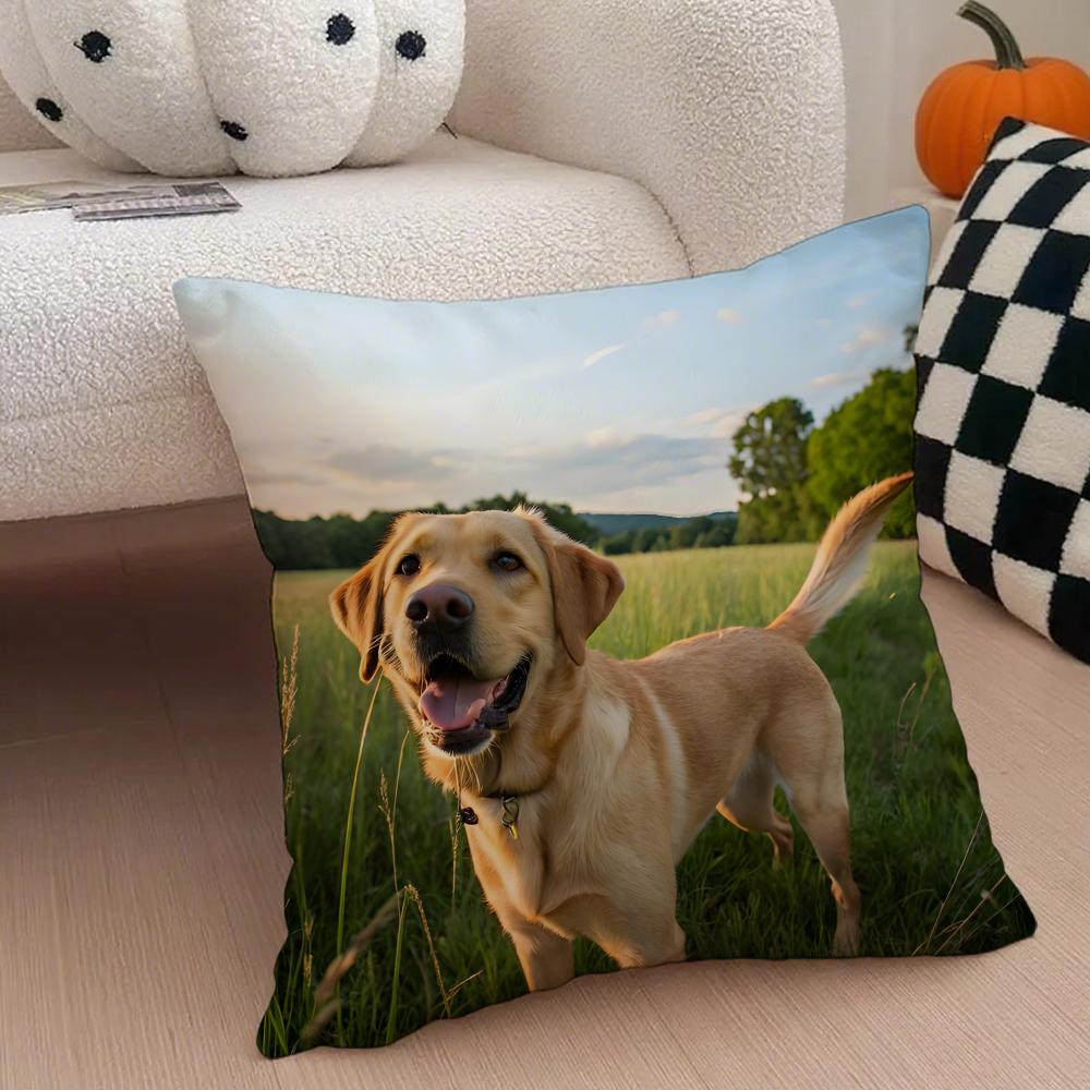 Labrador Retriever Cushion Cover Linen Pillow Case Soft Breathable Protective Couch Room Decoration