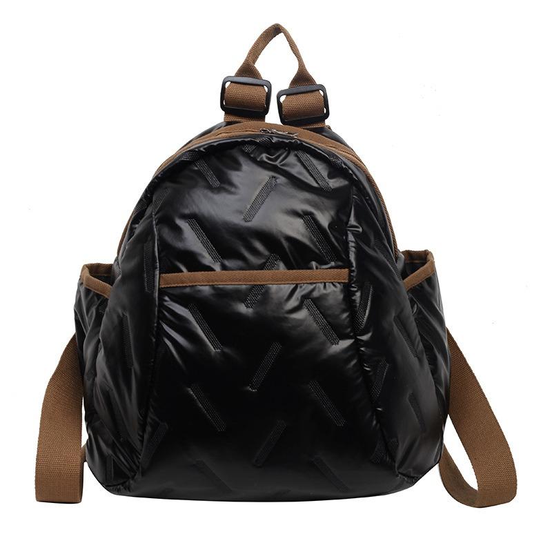 Down backpack women's new fashion light luxury casual backpack simple versatile large capacity cotton clothes women's bag