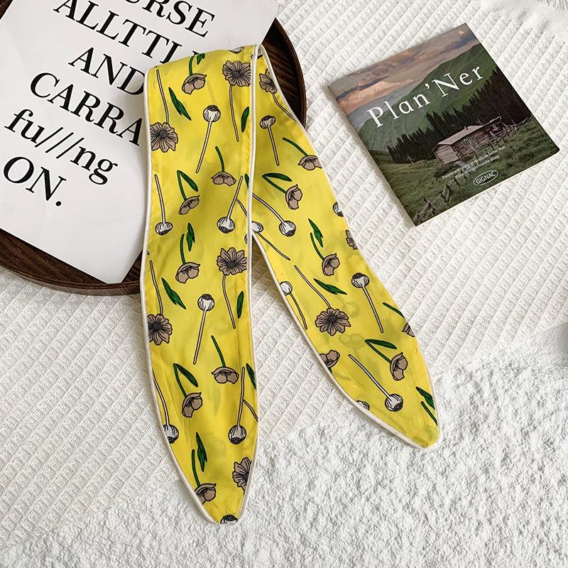Headscarf Women's pastoral spring and summer fashion colorful retro plaid fabric headband pure cotton silk scarf decorative small scarf