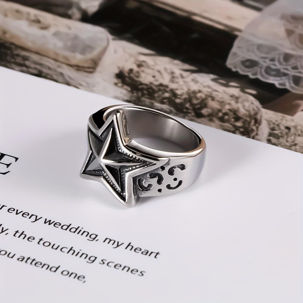 [Vintage Star Ring] Durable, Tarnish-Resistant 304 Stainless Steel Star Ring for Him - Vintage-Inspired | Perfect for Daily Wear or Special Occasions,