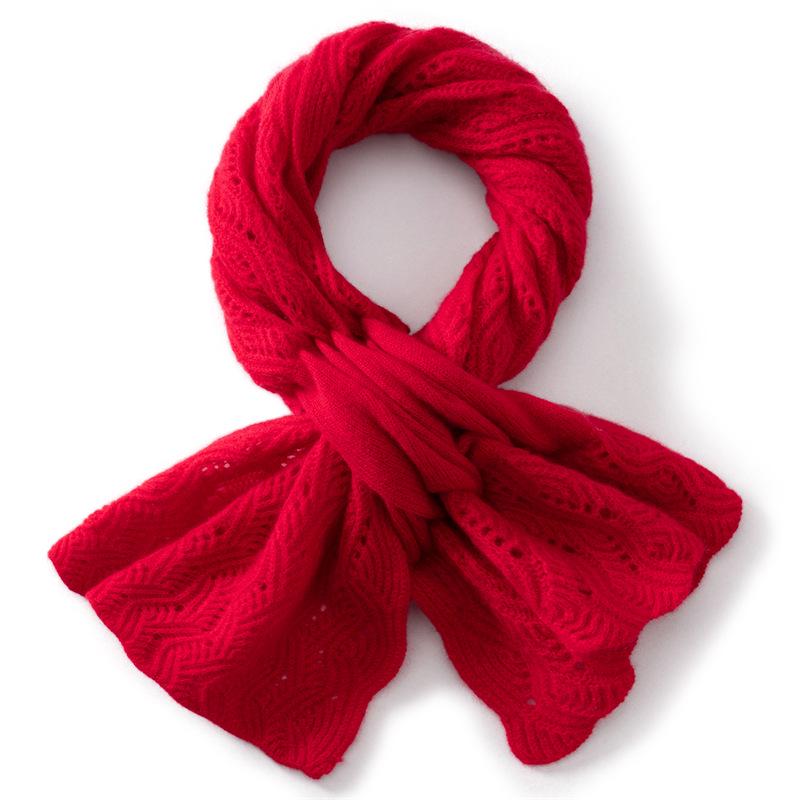 Women's 100% Pure Cashmere Color Block Hollow Knit Scarf - Warm Fashionable Neck Protector