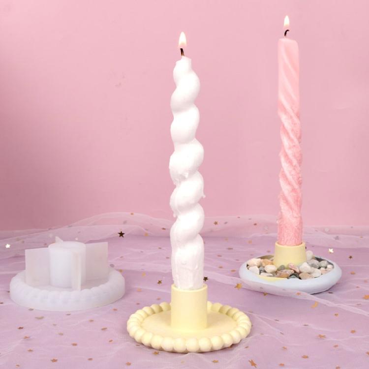 Round Candlestick Mold Color Concentrate Holder Mold Gypsum Candle Holder Mold