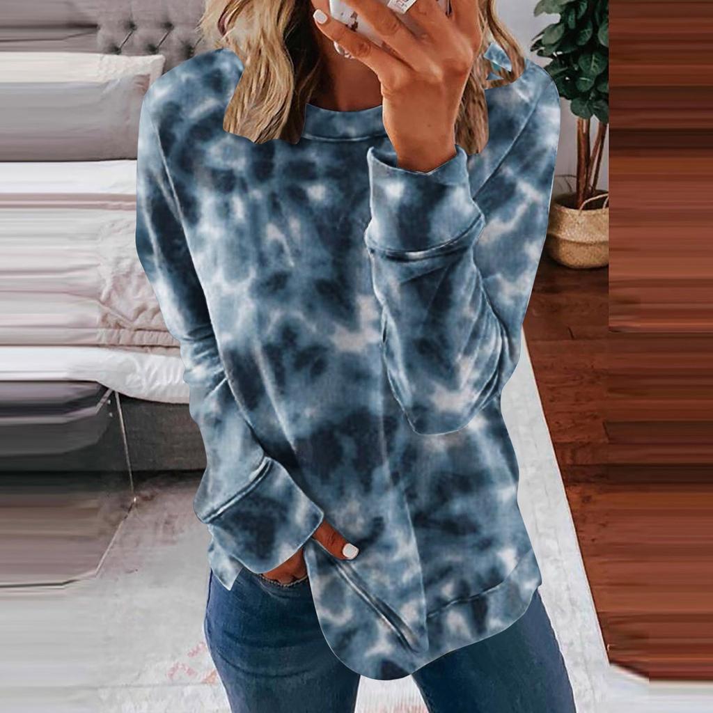 Women's Casual Fashion  Print Long Sleeve O-Neck Pullover Top