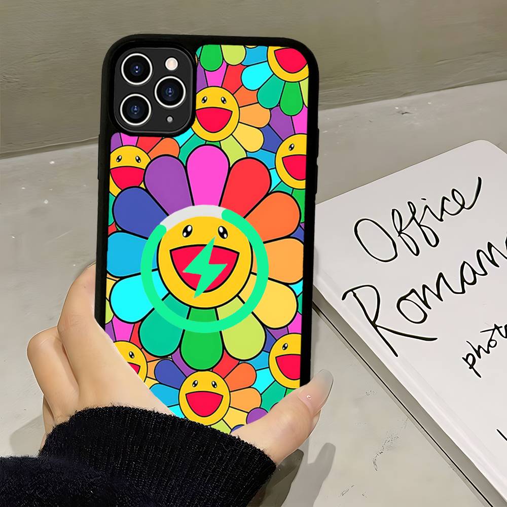 T-Takashi Flower M-Murakami For Magsafe Magnetic Wireless For IPhone 16 15 14 13 12 11 17 Pro Max Plus Phone Case