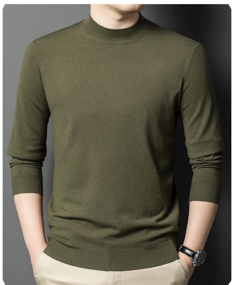 Pull en maille à manches longues et col semi-montant style coréen pour homme