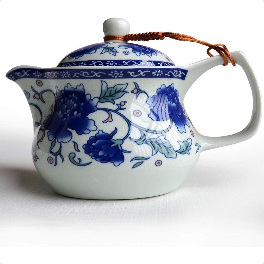 Yxhupot Teapot 15oz Blue White Porcelain China Stainless Steel Infuser Flower cihu mudan