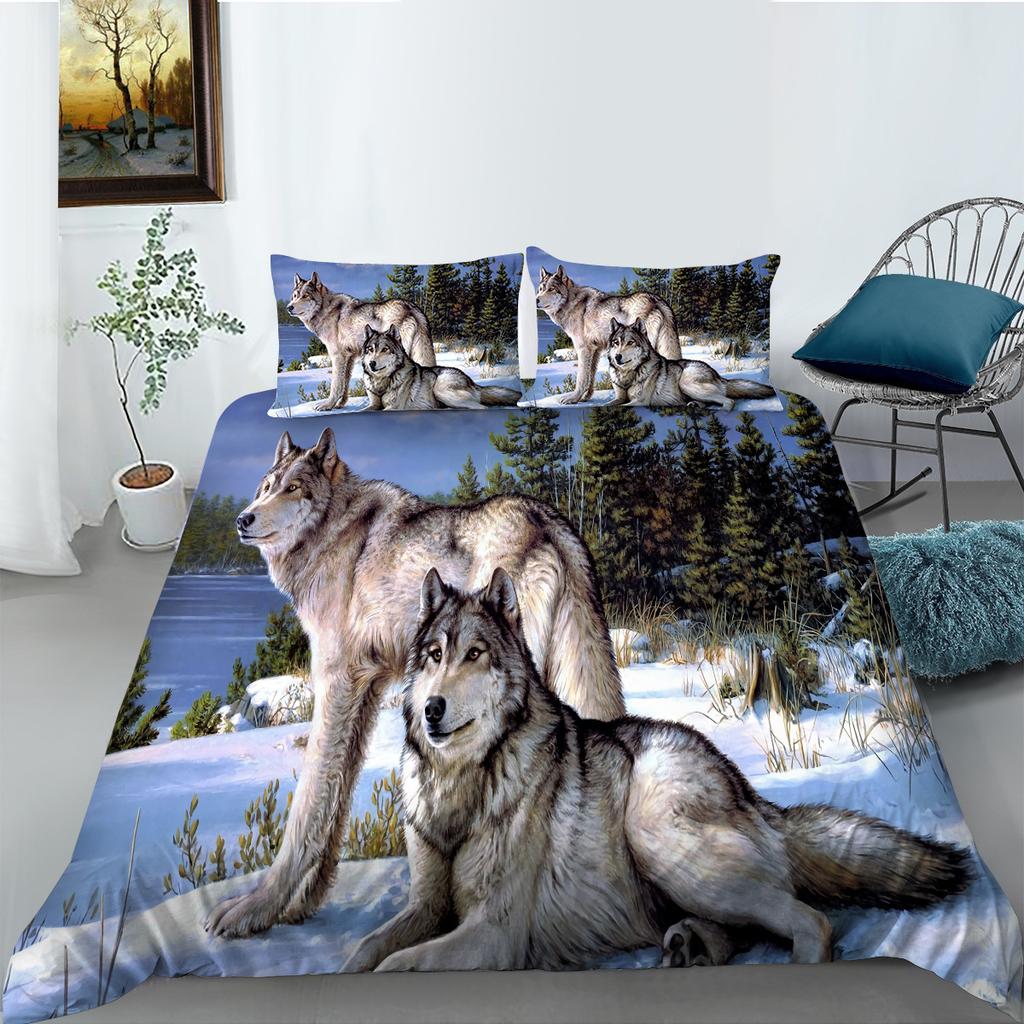 Polyester Bettwäsche Zwei- oder Dreiteilig Digitaldruck Wolf Serie