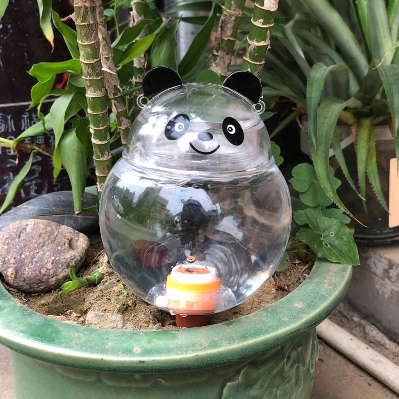 Ceramic And Plastic Automatic Flower Pot Watering Planter Device In Cute Panda Styles For Home Office Busy Plant Lovers